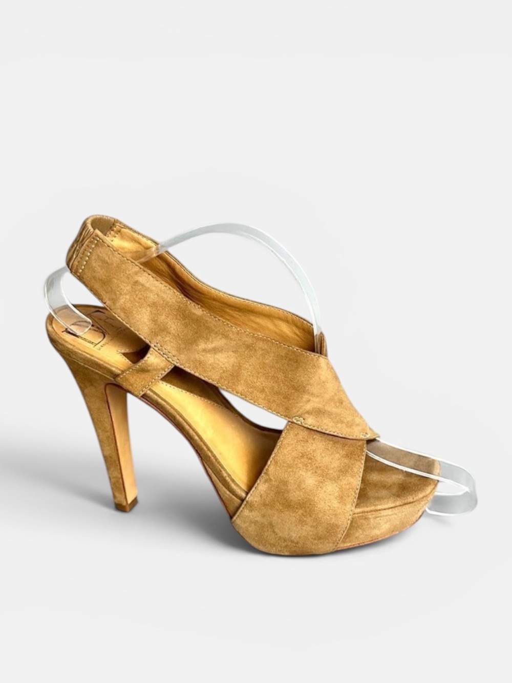 DIANE VON FURSTENBERG Zia Camel
Suede Slingback Platform Sandals Heels US 8